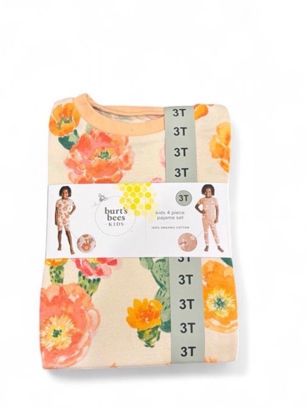 Burt's Bees Kids Floral Cream and Peach Pajama Set